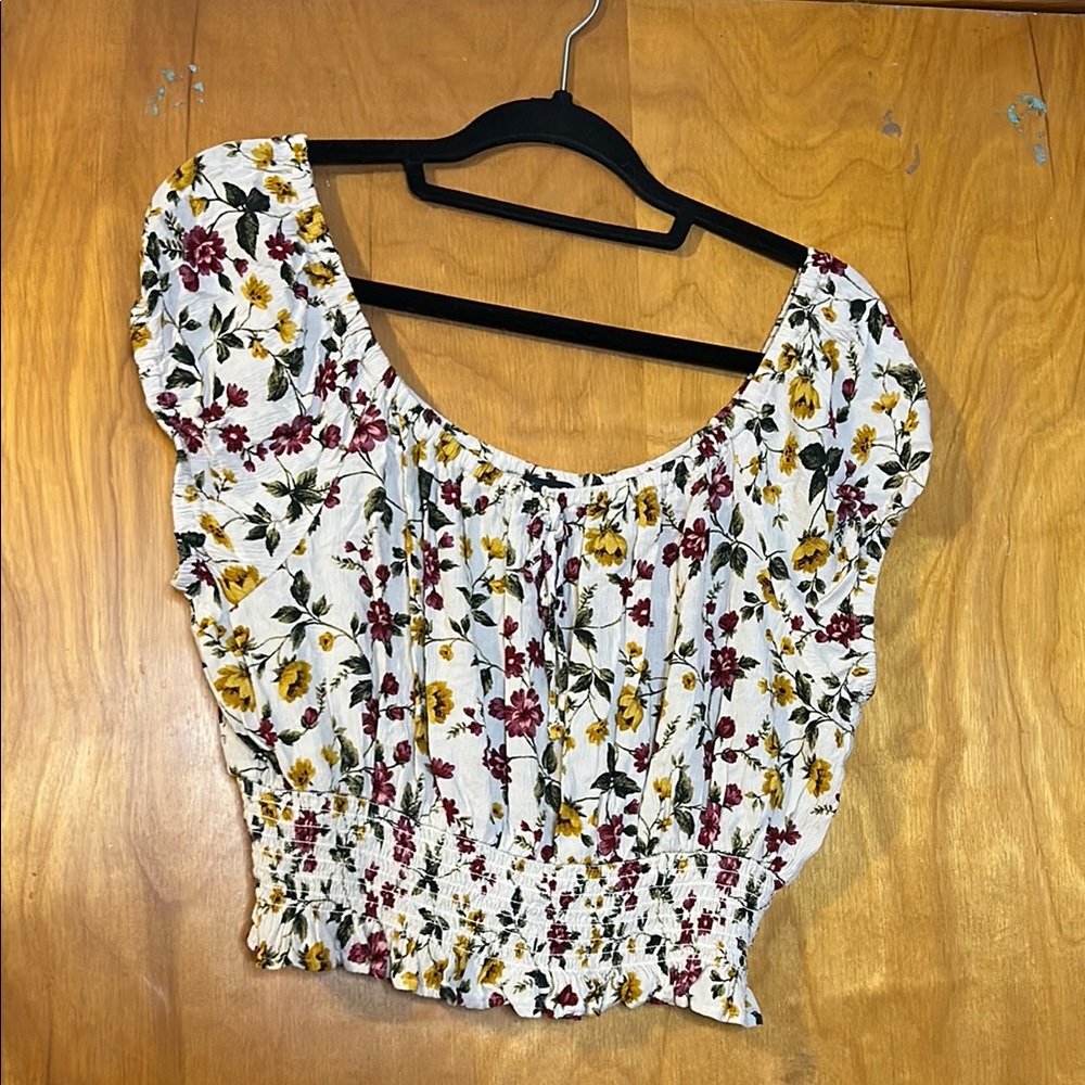 American Eagle Outfitters Floral Blouse - White, Yellow, Red